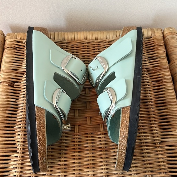 Birkenstock Arizona Big Buckle Natural Leather Patent Size 6 NEW - Picture 6 of 11